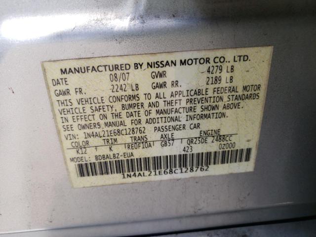 Photo 10 from auction – 2008 NISSAN ALTIMA 2.5 with VIN 1N4AL21E68C128762