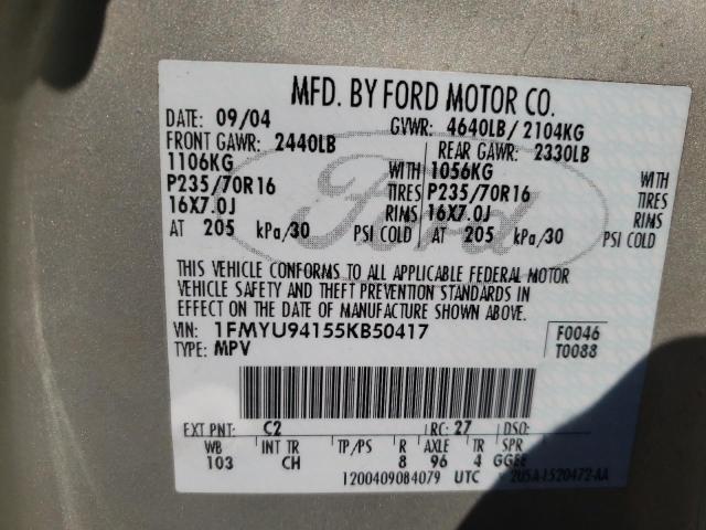 Photo 10 from auction – 2005 FORD ESCAPE LIM with VIN 1FMYU94155KB50417