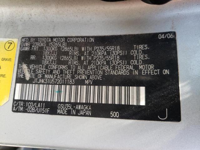Photo 10 from auction – 2007 LEXUS RX 350 with VIN JTJHK31U572011183