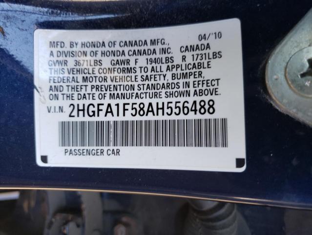 Photo 10 from auction – 2010 HONDA CIVIC LX with VIN 2HGFA1F58AH556488