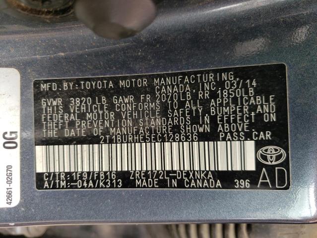 Photo 10 from auction – 2014 TOYOTA COROLLA L with VIN 2T1BURHE5EC128636