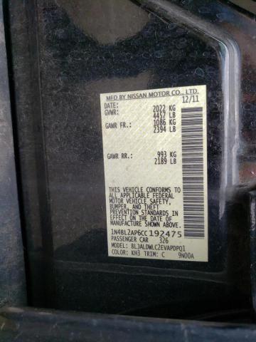 Photo 10 from auction – 2012 NISSAN ALTIMA SR with VIN 1N4BL2AP6CC192475