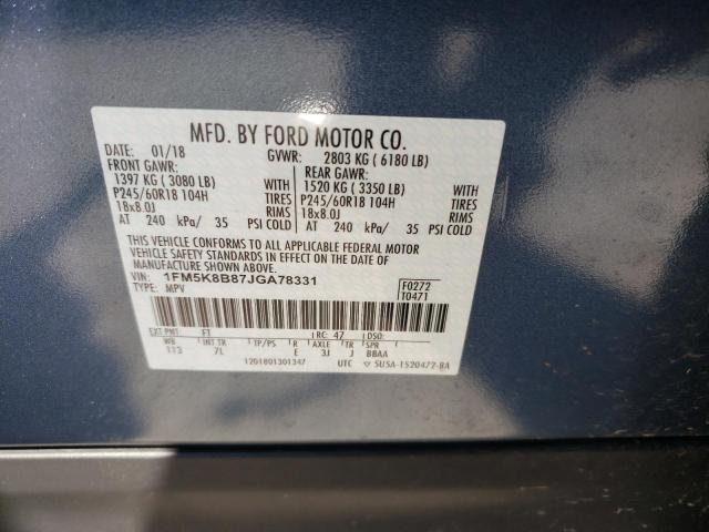 Photo 10 from auction – 2018 FORD EXPLORER with VIN 1FM5K8B87JGA78331