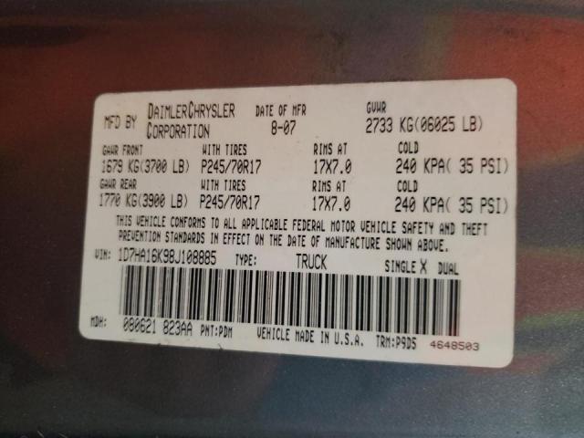 Photo 10 from auction – 2008 DODGE RAM 1500 S with VIN 1D7HA16K98J108885