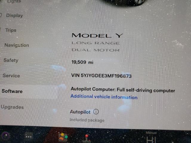 Photo 8 from auction – 2021 TESLA MODEL Y with VIN 5YJYGDEE3MF196873