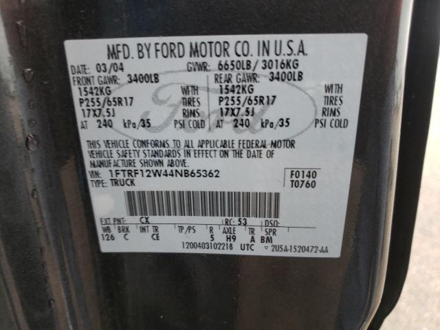 صورة رقم 10 من المزاد - 2004 FORD F150 مع VIN 1FTRF12W44NB65362