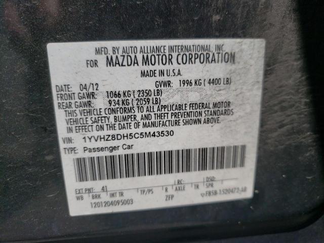 Photo 10 from auction – 2012 MAZDA 6 I with VIN 1YVHZ8DH5C5M43530
