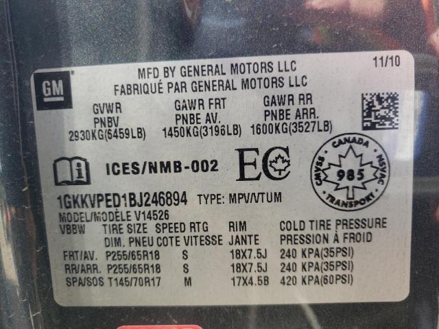 Photo 10 from auction – 2011 GMC ACADIA SLE with VIN 1GKKVPED1BJ246894