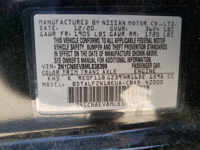 Photo 10 from auction – 2021 NISSAN SENTRA with VIN 3N1CN8EV8ML838399