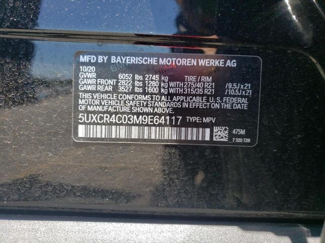 Photo 10 from auction – 2021 BMW X5 SDRIVE with VIN 5UXCR4C03M9E64117