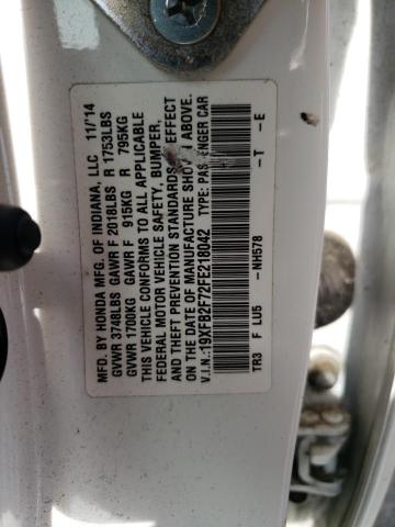 Photo 10 from auction – 2015 HONDA CIVIC SE with VIN 19XFB2F72FE218042