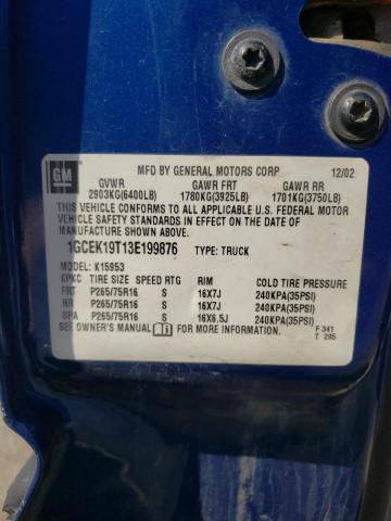 Photo 10 from auction – 2003 CHEVROLET SILVERADO with VIN 1GCEK19T13E199876