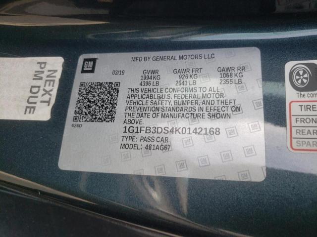 Photo 10 from auction – 2019 CHEVROLET CAMARO LS with VIN 1G1FB3DS4K0142168