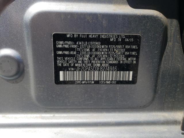 Photo 10 from auction – 2015 SUBARU XV CROSSTR with VIN JF2GPASC0F8274916