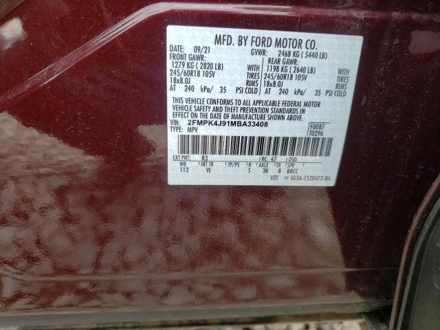 Photo 10 from auction – 2021 FORD EDGE SEL with VIN 2FMPK4J91MBA33408