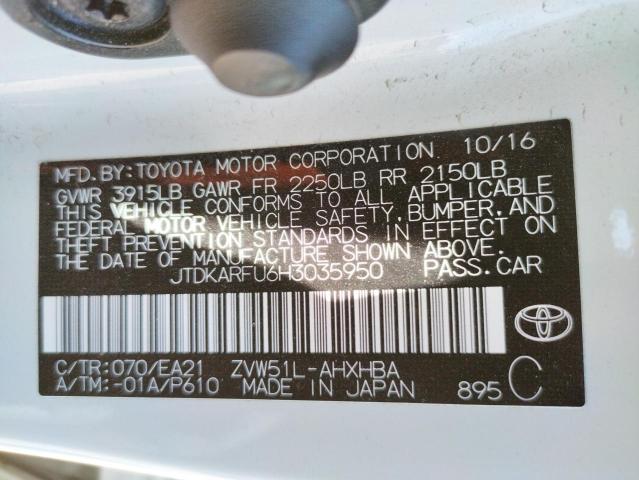 Photo 10 from auction – 2017 TOYOTA PRIUS with VIN JTDKARFU6H3035950