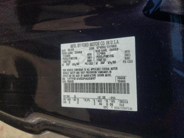 Photo 10 from auction – 2003 FORD RANGER SUP with VIN 1FTYR14V83PA05897