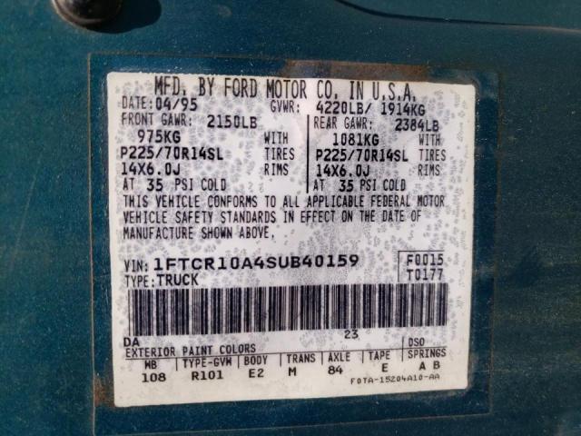 Photo 10 from auction – 1995 FORD RANGER with VIN 1FTCR10A4SUB40159