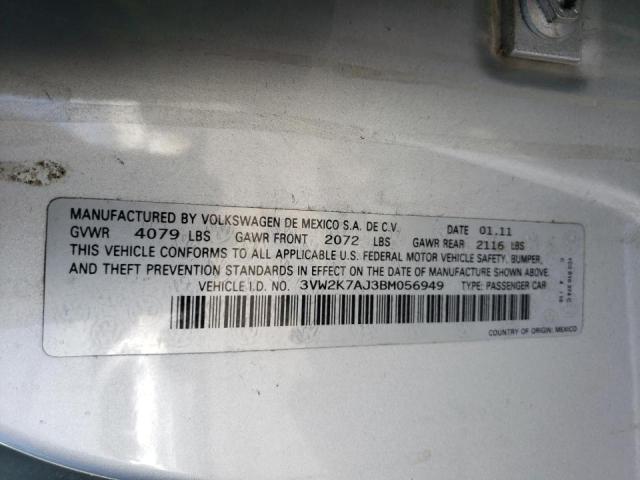 Photo 10 from auction – 2011 VOLKSWAGEN JETTA BASE with VIN 3VW2K7AJ3BM056949