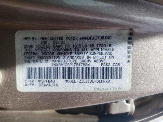 Photo 10 from auction – 2001 TOYOTA COROLLA CE with VIN 1NXBR12E21Z517884
