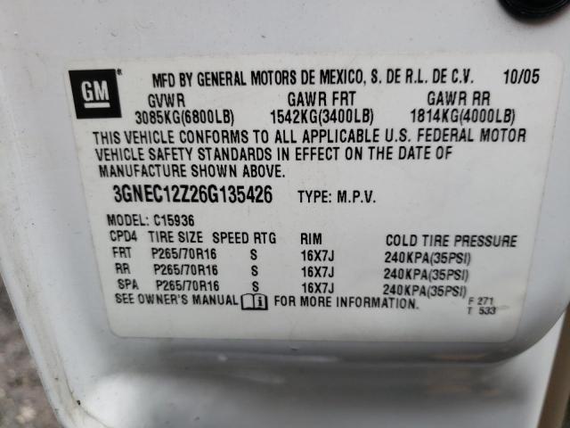 Photo 10 from auction – 2006 CHEVROLET AVALANCHE with VIN 3GNEC12Z26G135426