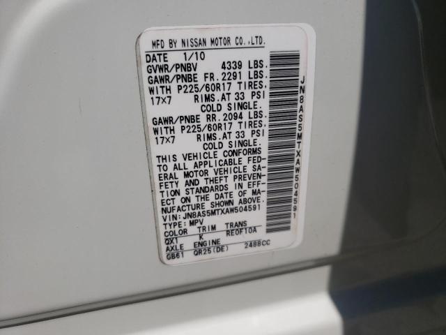 Photo 10 from auction – 2010 NISSAN ROGUE S with VIN JN8AS5MTXAW504591