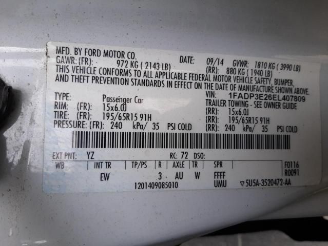 Photo 10 from auction – 2014 FORD FOCUS S with VIN 1FADP3E26EL407809