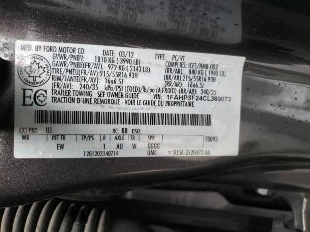 Photo 10 from auction – 2012 FORD FOCUS SE with VIN 1FAHP3F24CL369073