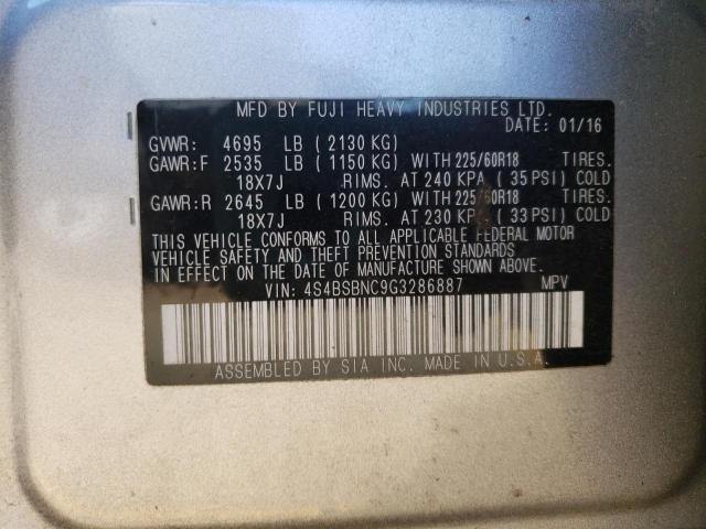 Photo 10 from auction – 2016 SUBARU OUTBACK 2. with VIN 4S4BSBNC9G3286887