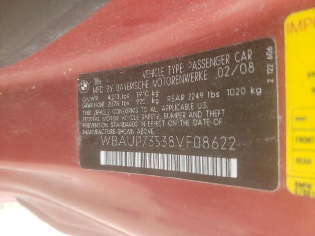 Photo 10 from auction – 2008 BMW 128 I with VIN WBAUP73538VF08622
