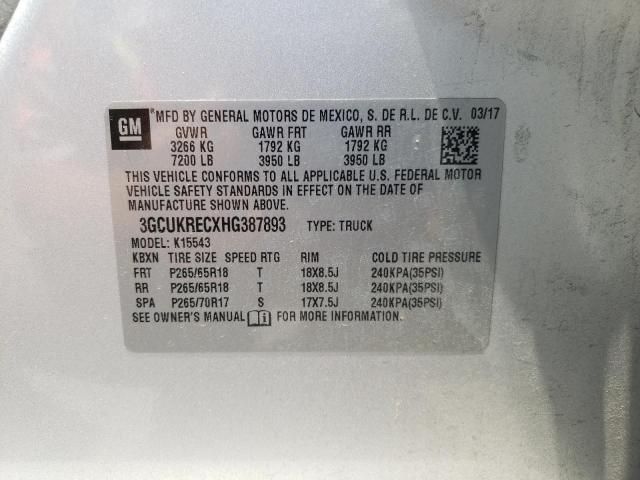 Photo 10 from auction – 2017 CHEVROLET SILVERADO with VIN 3GCUKRECXHG387893