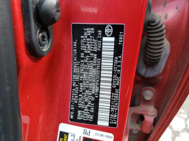 Photo 10 from auction – 2012 TOYOTA CAMRY SE with VIN 4T1BK1FK3CU514502