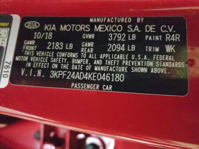 Photo 10 from auction – 2019 KIA FORTE FE with VIN 3KPF24AD4KE046180