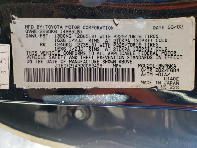Photo 10 from auction – 2002 TOYOTA HIGHLANDER with VIN JTEGF21A320062409
