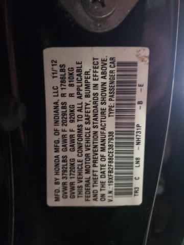 Photo 10 from auction – 2012 HONDA CIVIC EX with VIN 19XFB2F88CE387938
