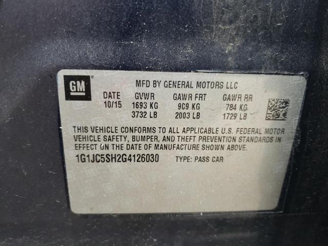 Photo 10 from auction – 2016 CHEVROLET SONIC LT with VIN 1G1JC5SH2G4126030