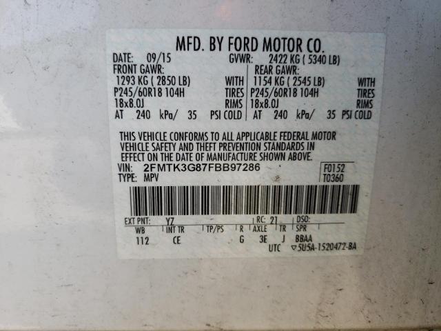 Photo 10 from auction – 2015 FORD EDGE SE with VIN 2FMTK3G87FBB97286