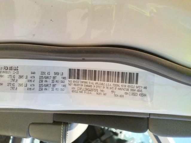 Photo 10 from auction – 2016 JEEP CHEROKEE L with VIN 1C4PJLCB4GW207976