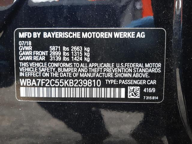 Photo 10 from auction – 2019 BMW 750 I with VIN WBA7F2C55KB239810