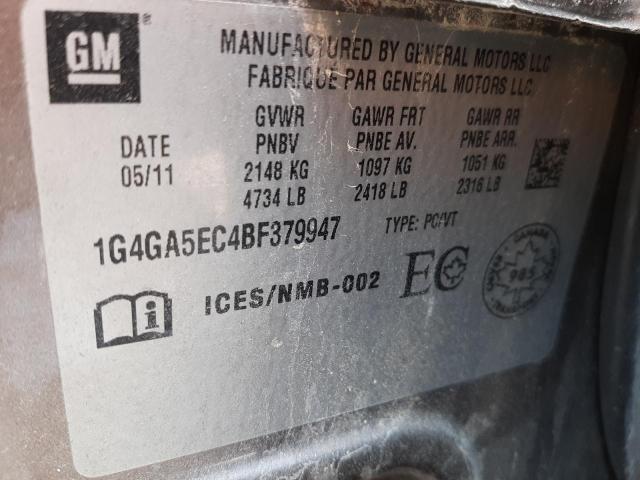 Photo 10 from auction – 2011 BUICK LACROSSE C with VIN 1G4GA5EC4BF379947