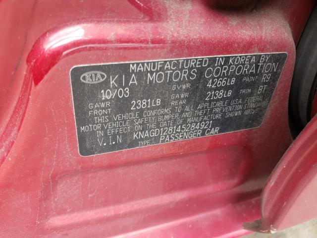 Photo 10 from auction – 2004 KIA OPTIMA LX with VIN KNAGD128145284921