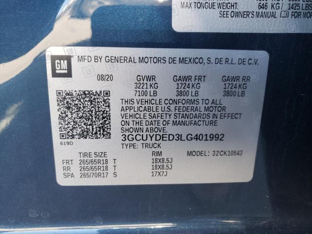 Photo 10 from auction – 2020 CHEVROLET SILVERADO with VIN 3GCUYDED3LG401992