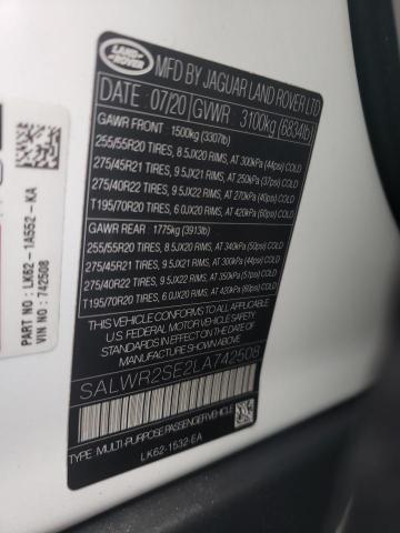 Photo 10 from auction – 2020 LAND ROVER RANGE ROVE with VIN SALWR2SE2LA742508