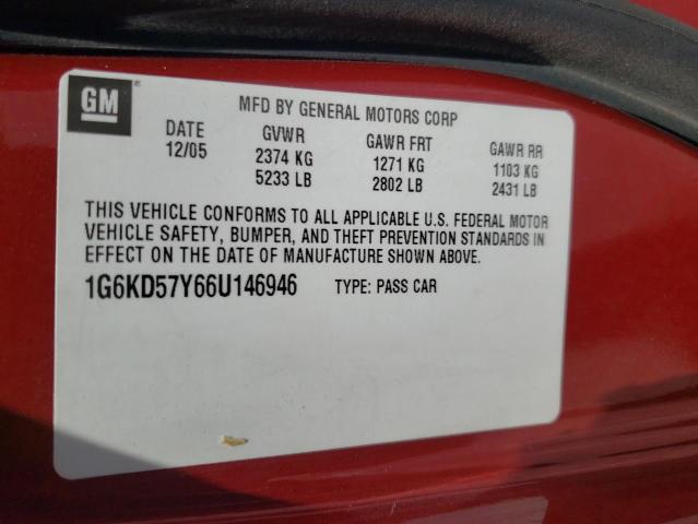 Photo 10 from auction – 2006 CADILLAC DTS with VIN 1G6KD57Y66U146946