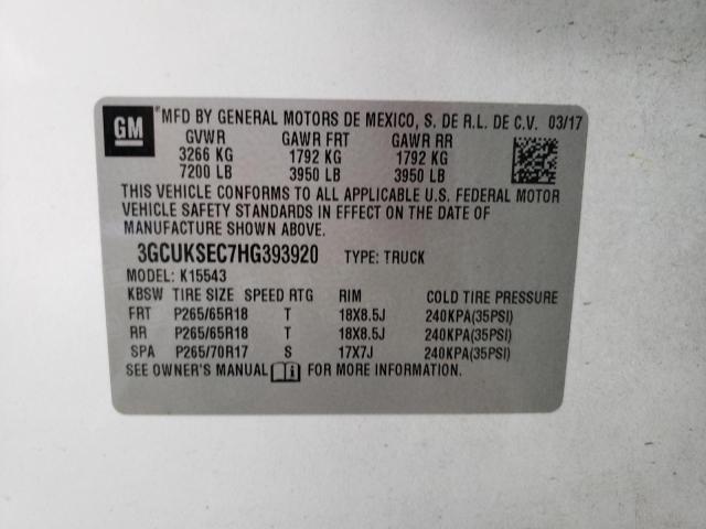 Photo 10 from auction – 2017 CHEVROLET SILVERADO with VIN 3GCUKSEC7HG393920