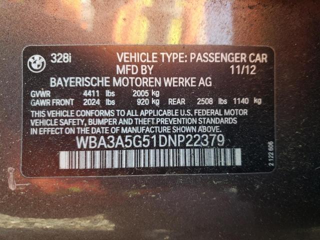 Photo 10 from auction – 2013 BMW 328 I with VIN WBA3A5G51DNP22379