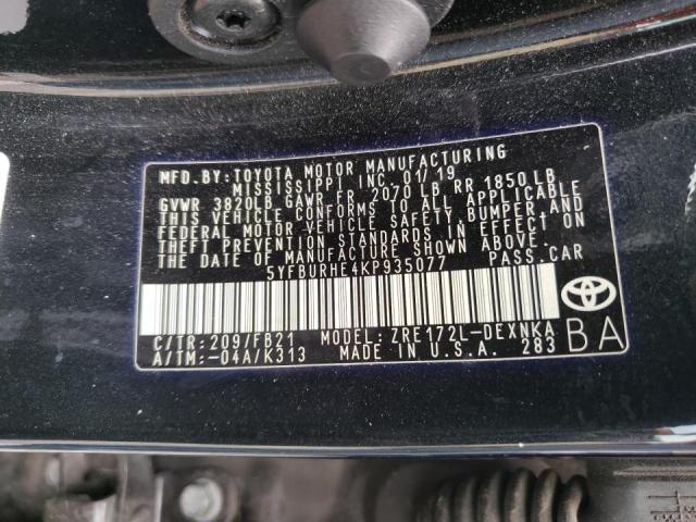 Photo 10 from auction – 2019 TOYOTA COROLLA with VIN 5YFBURHE4KP935077