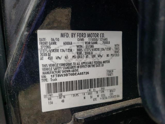 Photo 10 from auction – 2011 FORD F350 SUPER with VIN 1FT8W3BT6BEA65726