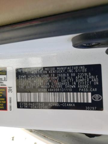 Photo 10 from auction – 2009 TOYOTA CAMRY BASE with VIN 4T4BE46K09R131110