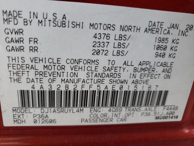 Photo 10 from auction – 2010 MITSUBISHI GALANT FE with VIN 4A32B2FF5AE015167